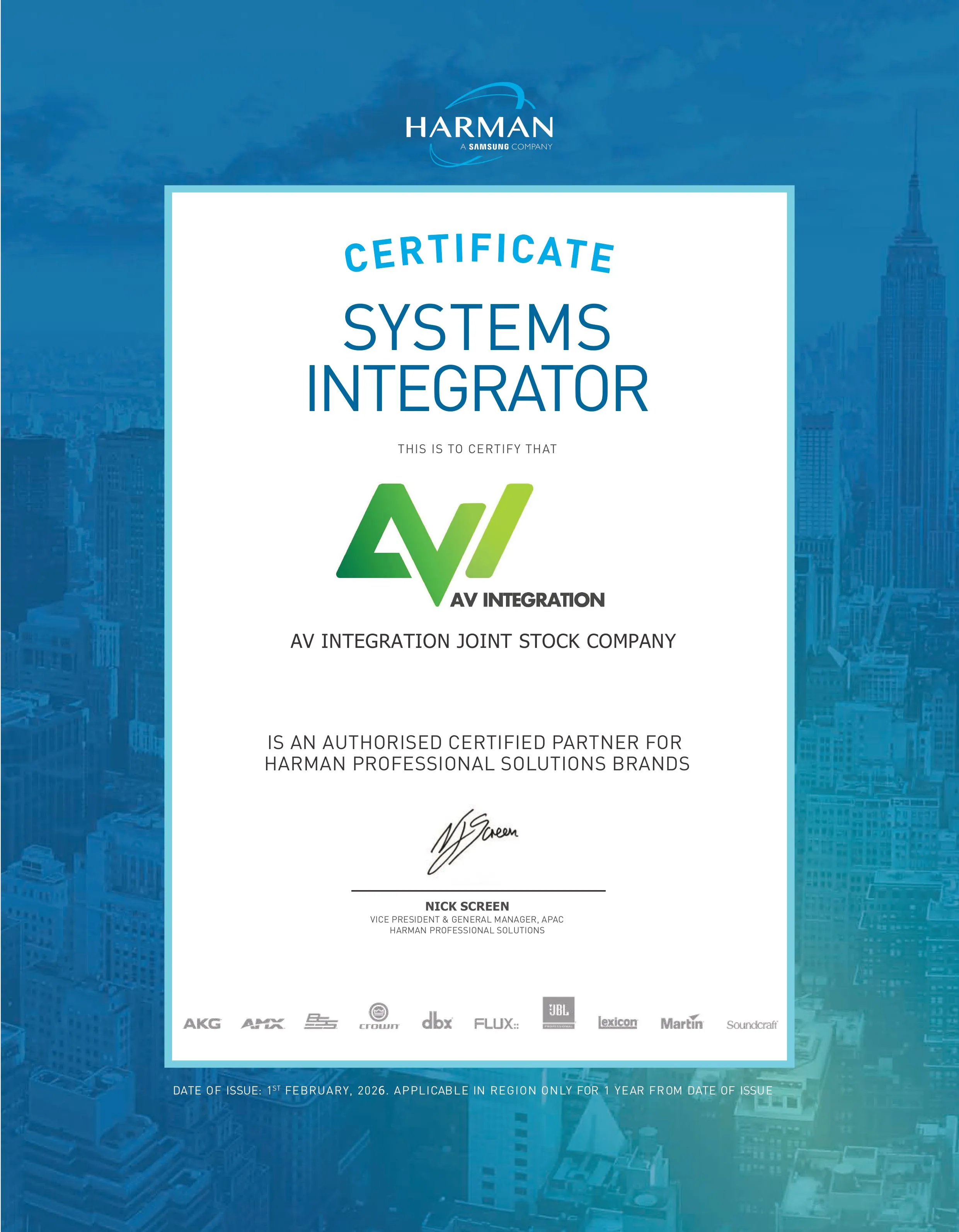 Chứng chỉ Nhà cung cấp